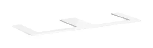 Weiße Konsole von Hansgrohe mit zwei Ausschnitten, geeignet für einen Aufsatzwaschtisch. Schlichtes Design, ohne sichtbare Befestigungen.